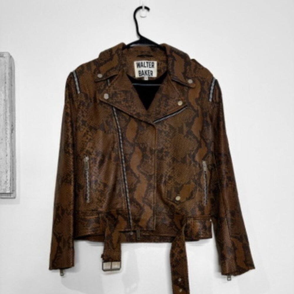 Walter Baker Snake Print Biker Jacket